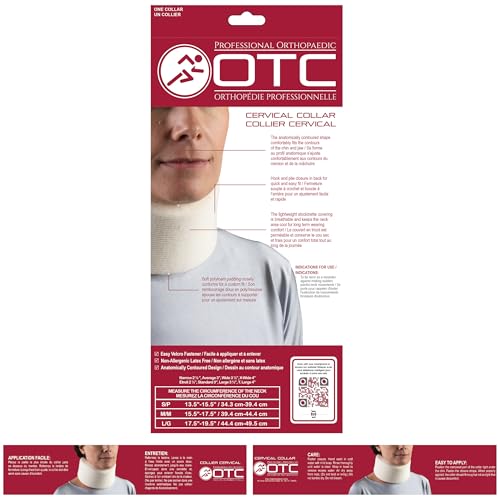 OTC Soft Contour Foam Cervical Collar Neck Support Brace - Narrow 2.5" Depth, Medium, White