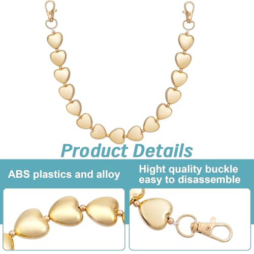 Gold Heart Purse Extender Chain for Women - 12in Adjustable Strap