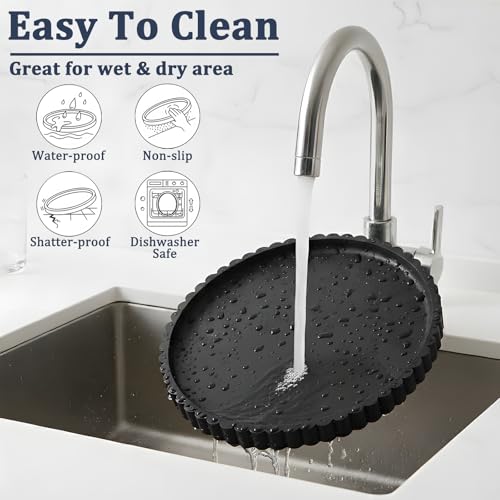 HighHerz 9-Inch Round Silicone Bathroom Tray - Modern Decorative Organizer