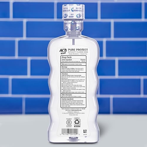 ACT Kids Pure Protect Anticavity Fluoride Mouthwash, Strawberry, 16.9 oz