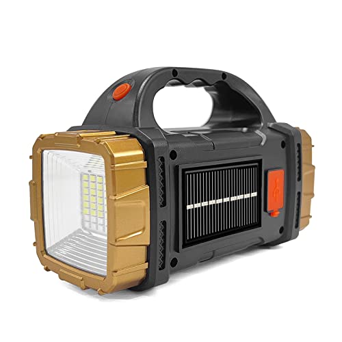 1-Pack Solar Flashlight High Lumens Rechargeable Outdoor Waterproof Spotlight LED Work Light Searchlight Lantern for Camping Emergencies
