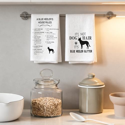 It's Not Dog Hair Kitchen Towels Set of 2 - Blue Heeler Glitter Hand Towels for Dog Lovers