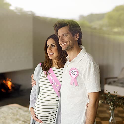 HUKONHEP Baby Shower Sash Set - Mommy & Daddy to Be Badges