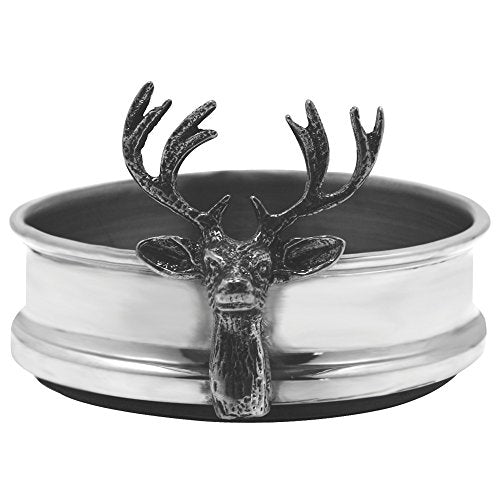 Deer Stag Head Pewter Wine Bottle Coaster Handmade in Sheffield