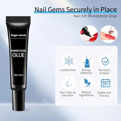 Finger Secret Nail Glue and Rhinestone Gel 2-Pack 3D Sculpting Clear UV