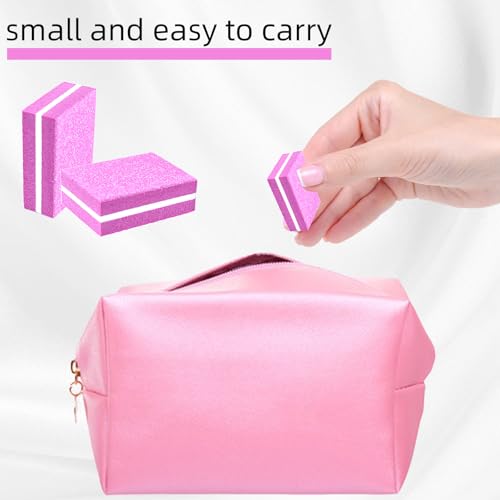 50 Pcs Pink Mini Nail Buffers 100/180 Grit Sponge Files for Acrylic Nails