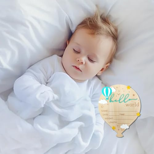 Wooden Hot Air Balloon Baby Announcement Sign - 5.9 Inch