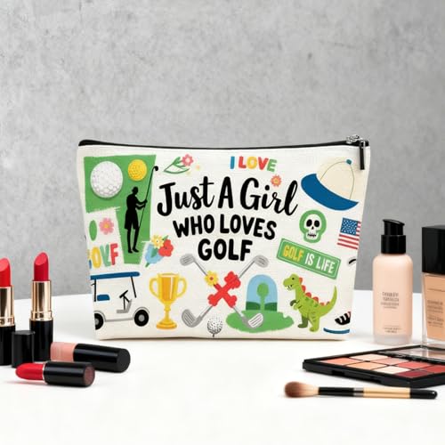 Golf Makeup Bag Canvas Cosmetic Pouch Golf Gifts for Women
