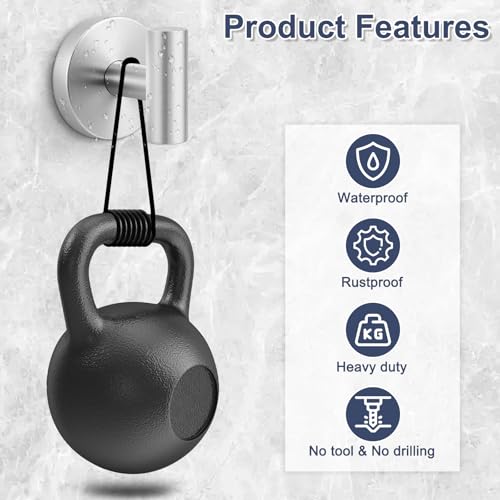 Silver Heavy Duty Suction Cup Hooks 4 Pack - No-Drill Bathroom Towel Holders