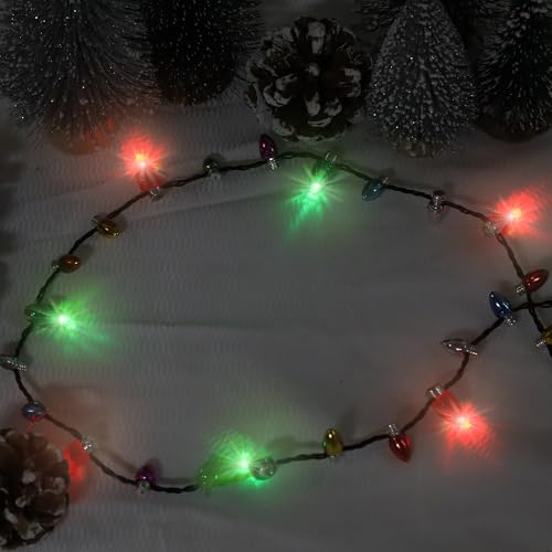 Traplace Christmas Necklace with 3 Glow Modes - Festive Xmas Lights Decoration for Parties