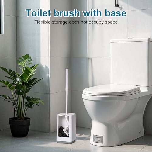 Long Handled Toilet Bowl Brush and Holder - Sturdy Plastic, White