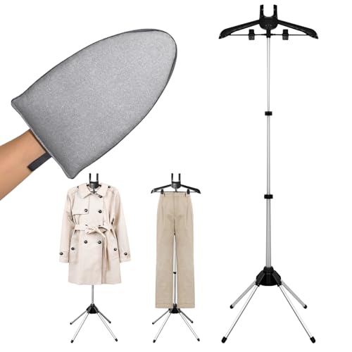 TONINT Garment Steamer Hanger with Ironing Gloves, Portable Clothes Steamer Rack