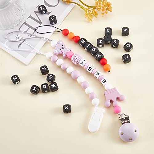 BEEFLYING 20 Pcs Black Cube Letter A Silicone Beads for Jewelry Making