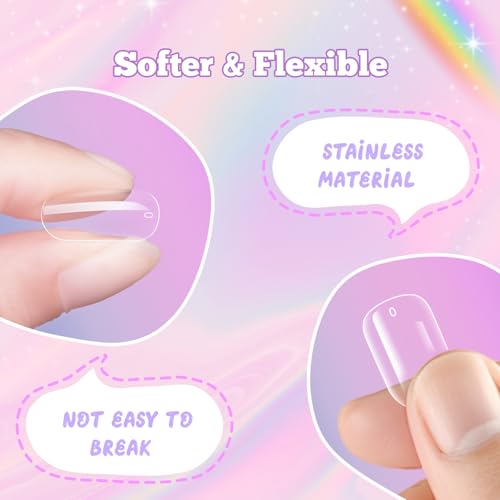 Krofaue Kids Fake Nails 240pcs Clear Press On Nails Short Oval