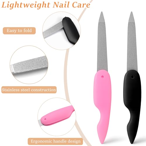 Ceemiaa Folding Metal Nail Files – 4PCS Stainless Steel Double-Sided Nail Care Tools