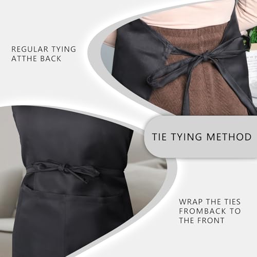Black Adjustable Bib Apron with Pockets - Unisex Kitchen & Chef Apron