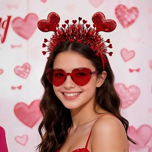 Valentine Heart Headband and Red Heart Sunglasses Party Set