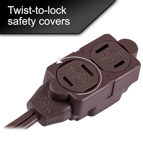 GE 3-Outlet Extension Cord, 15 Ft Brown Power Strip