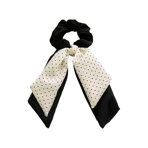 Doneace Satin Bow Hair Scrunchies with Long Ribbon Tail White Hair Tie