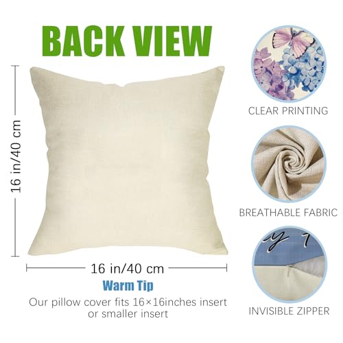 Butterfly Decorative Throw Pillow Covers Set of 4 - 16x16 Blue Floral