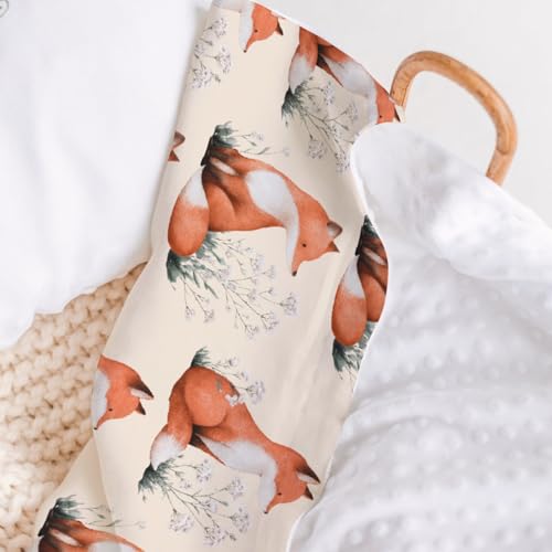 Boho Fox Baby Blanket 30x40 - Soft Dotted Mink & Fleece Receiving Blanket