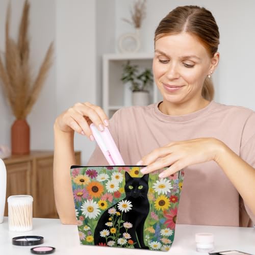 Black Cat Makeup Bag Waterproof Cosmetic Toiletry Pouch for Women