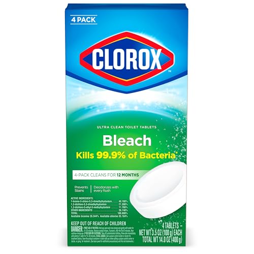 Clorox Ultra Clean Toilet Bowl Tablets - 4 Count Bleach Cleaner