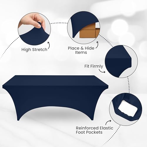 Utopia Kitchen Navy Blue Spandex Table Cloth for 6FT Tables - 1 Pack