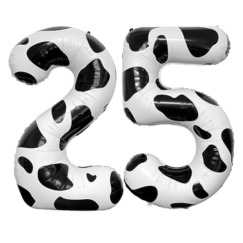 40 Inch Black and White Number 25 Foil Balloons for Celebrations