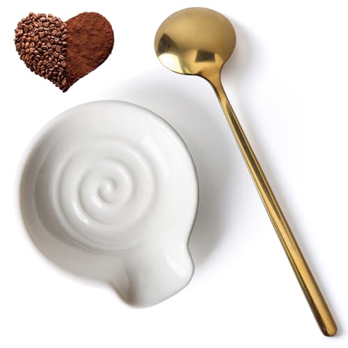 White Ceramic Coffee Spoon Rest - Elegant Coffee Bar Holder