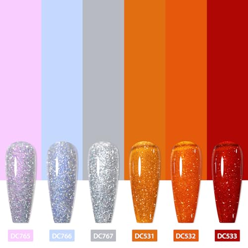 MTSSII Reflective Gel Polish Set Glitter Nail Kit with Base and Top Coat