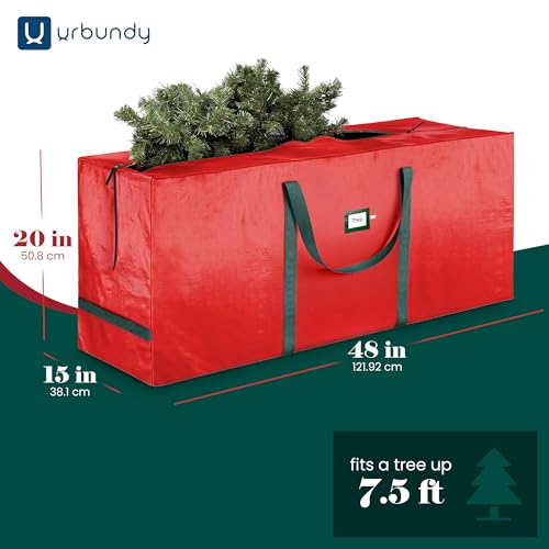 URBUNDY Heavy Duty Christmas Tree Storage Bag for 7.5 Ft Trees - Red