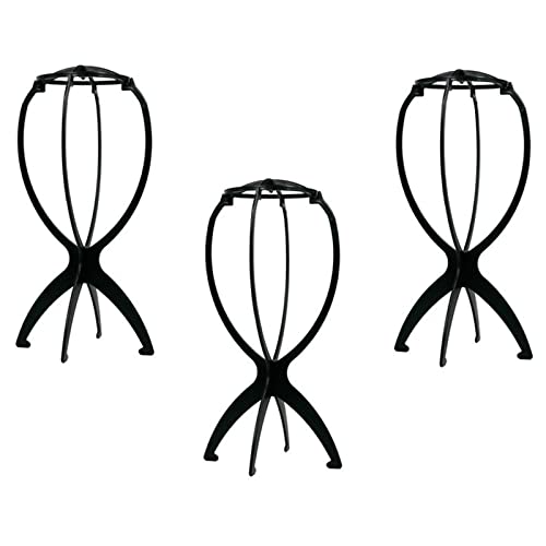 Mydio Plastic Black Hat Stand - 3-Piece Durable Cap & Wig Holder