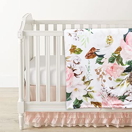 DILIMI Pink Flower Baby Blanket 40x30in Soft Plush Unisex Nursery Throw