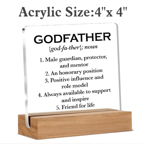 Godfather Definition Acrylic Sign | 4x4 Inch Desk Decor Gift