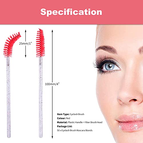 YITOU Disposable Eyelash Mascara Brushes and Crystal Spoolie Wand Applicators 50 PCS