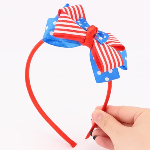 CURASA 4th of July Bow Headband - Patriotic USA Flag Hair Accessory