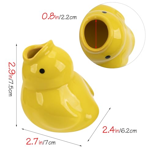 Ceramic Duck Toothbrush Holder Set - Cute Vanity Organizer (Yellow & White)