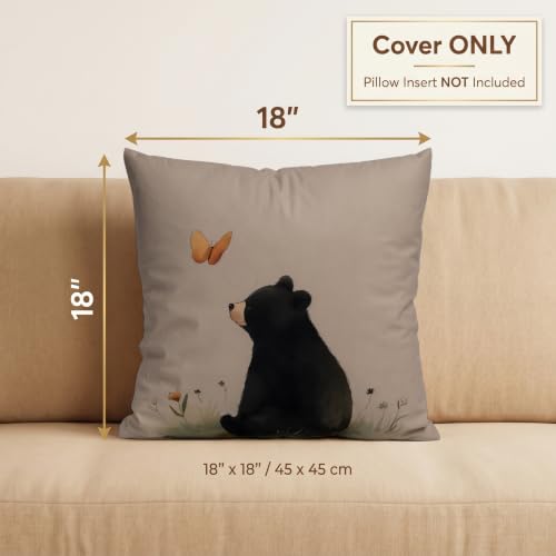 Watercolor Bear Velvet Pillow Cover 18x18 - Rustic Lodge Decor