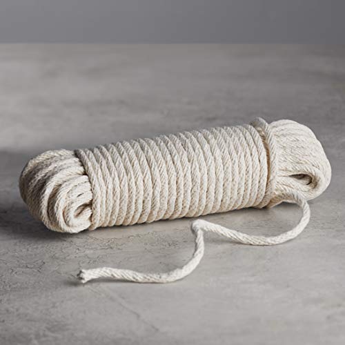 Amazon Basics Natural Cotton Braided Rope - 3/16" x 50' for DIY & Crafts