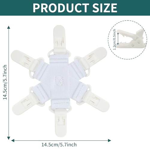 Bed Sheet Detangler with 6 Clips - White, 2 Pcs for Duvets & Blankets