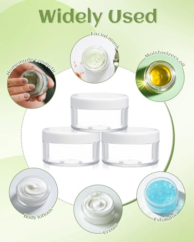 Liobelon 4 Pack 1oz Clear Travel Jars Leak-Proof Containers with Lids and Spoons