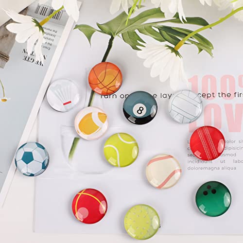 Strong Glass Refrigerator Magnets - 12 Pack Colorful Sports Designs