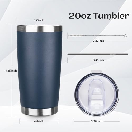 DIW 20oz Insulated Travel Coffee Mug - Navy Blue Stainless Steel Tumbler
