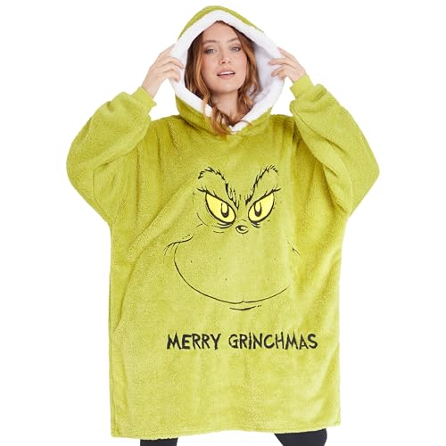Grinch Oversized Wearable Hoodie Blanket - Fleece Christmas Gift for Men & Teens