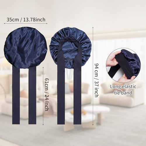 Satin Bonnet for Sleeping Adjustable Hair Cover with Tie Band