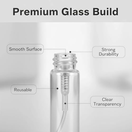 SYBL Mini Glass Spray Bottles 2ml 12-Pack Refillable Fine Mist Atomizers