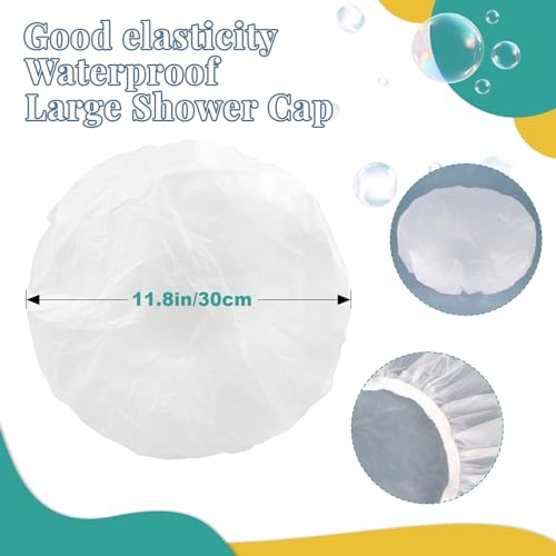 MAQIHAN 6-Pack Large Reusable Waterproof Shower Caps for Long Hair
