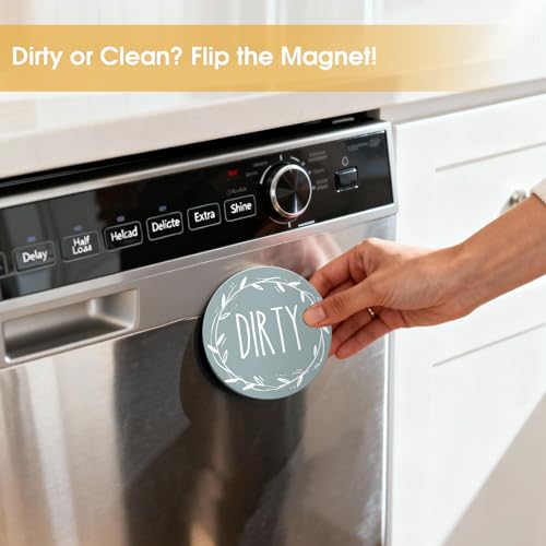 Dishwasher Clean Dirty Magnet - Slate Blue & White