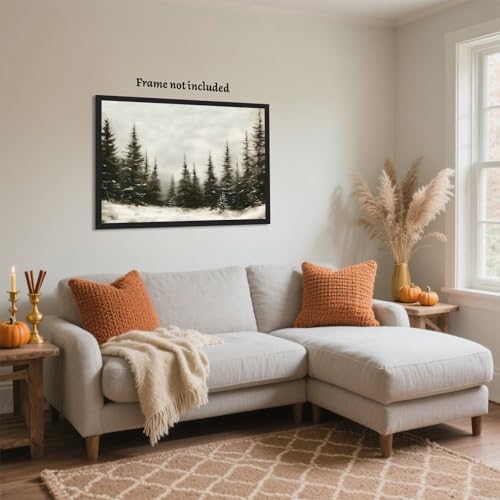 Winter Pine Forest Canvas Wall Art Rustic Christmas Landscape Print 8x12